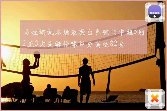 马杜埃凯本场表现出色破门中框5射2正3次关键传球评分高达82分